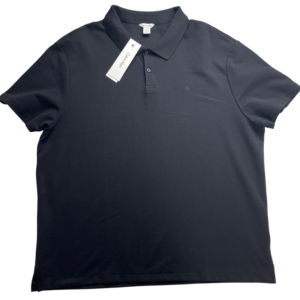 Calvin Klein Mens Black Stretch Polo Shirt XXL NEW
